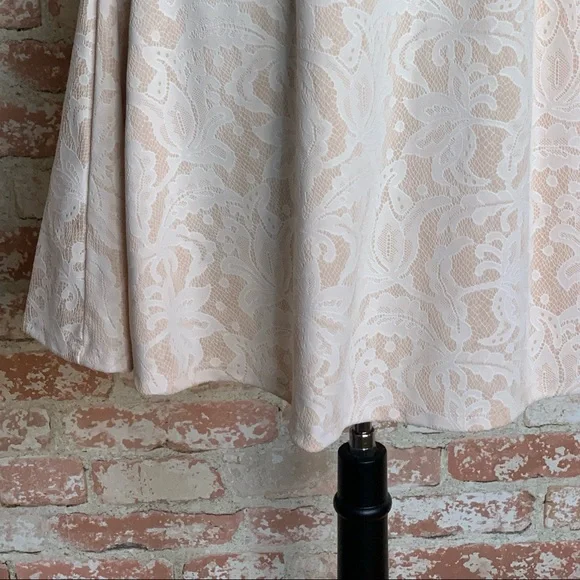 HEARTSOUL Cream Lace Dress Sleeveless Large Fit Flare Light Blush - Picture 5 of 10
